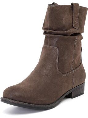 Women's Brown Flat Fashion Slouchy Casual Round Toe Comfort Ankle Short Boots